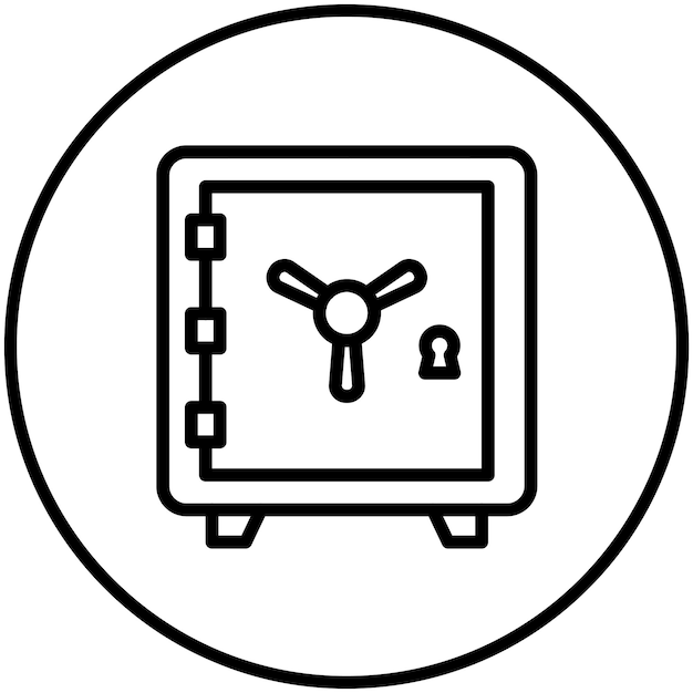 Ilustración del icono vectorial de la caja fuerte del conjunto de iconos de Finanzas y Dinero