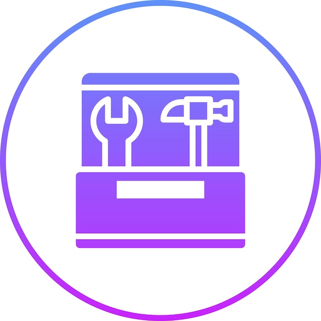 Ilustración del icono vectorial de la caja de herramientas del conjunto de iconos de herramientas de construcción