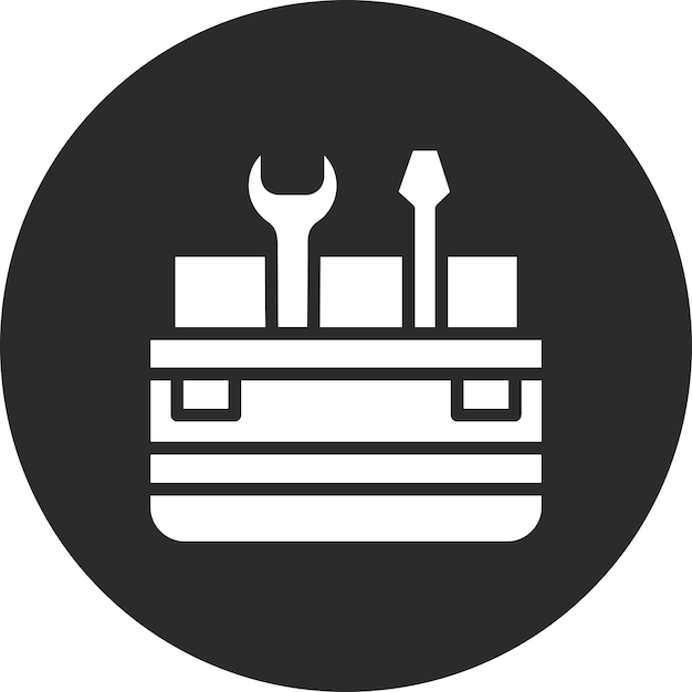 Ilustración del icono vectorial de la caja de herramientas del conjunto de iconos de reparación de automóviles