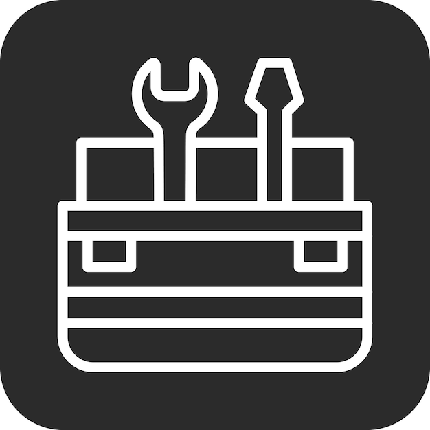 Ilustración del icono vectorial de la caja de herramientas del conjunto de iconos de reparación de automóviles