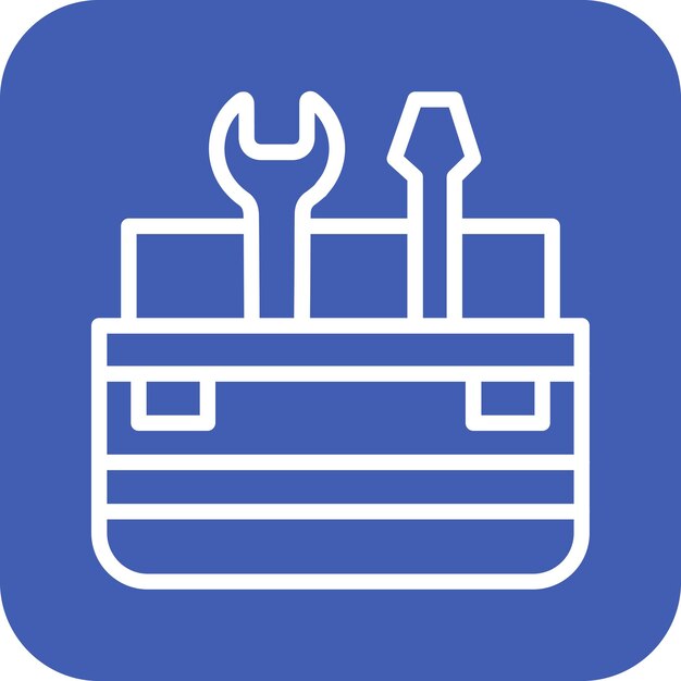 Ilustración del icono vectorial de la caja de herramientas del conjunto de iconos de reparación de automóviles