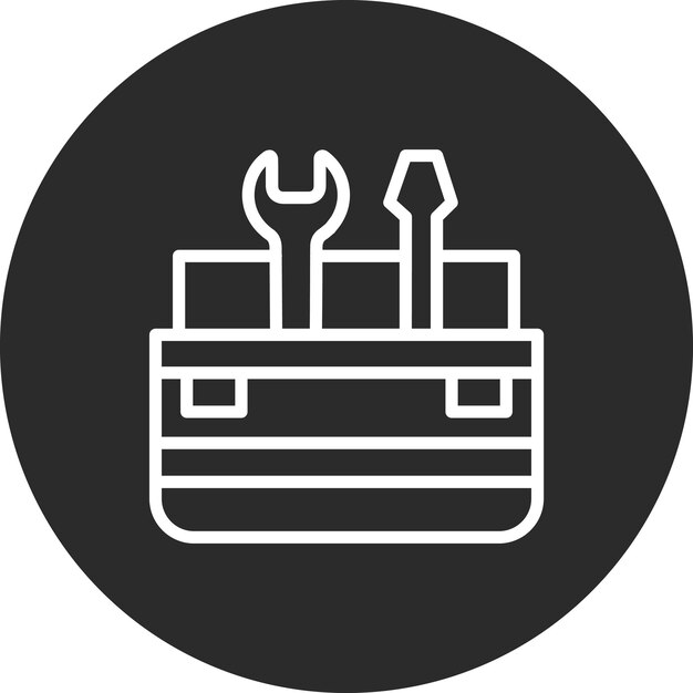 Ilustración del icono vectorial de la caja de herramientas del conjunto de iconos de reparación de automóviles