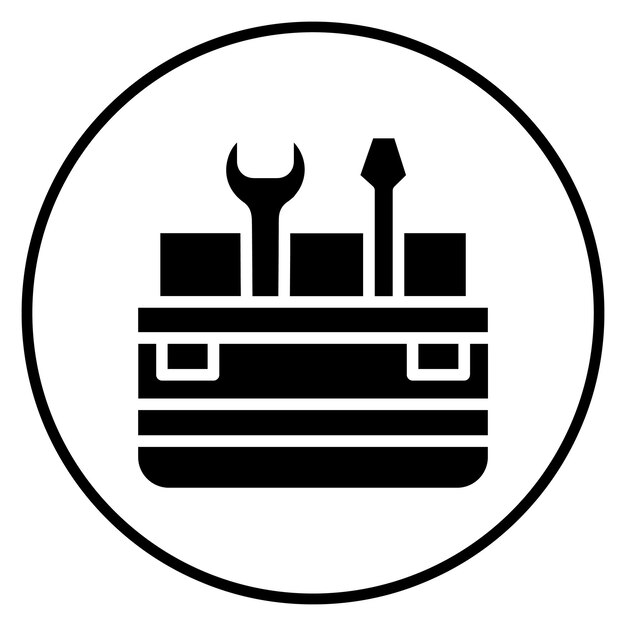 Ilustración del icono vectorial de la caja de herramientas del conjunto de iconos de reparación de automóviles