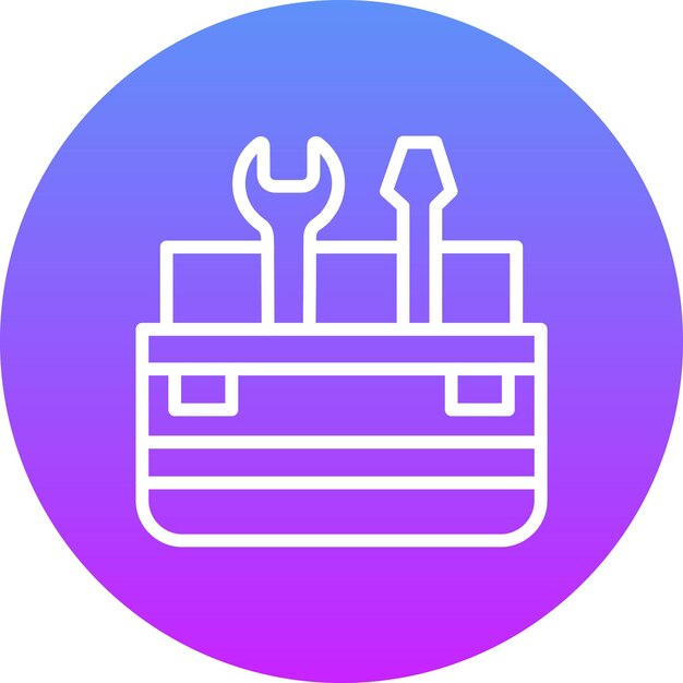Ilustración del icono vectorial de la caja de herramientas del conjunto de iconos de reparación de automóviles