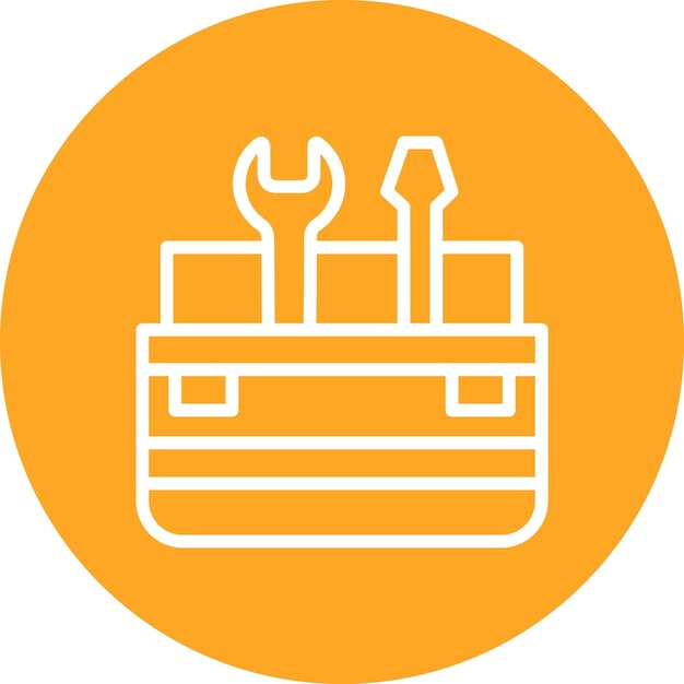 Ilustración del icono vectorial de la caja de herramientas del conjunto de iconos de reparación de automóviles