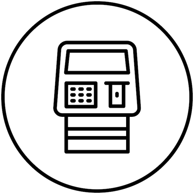 Ilustración del icono vectorial del cajero automático del conjunto de iconos de compras y comercio electrónico