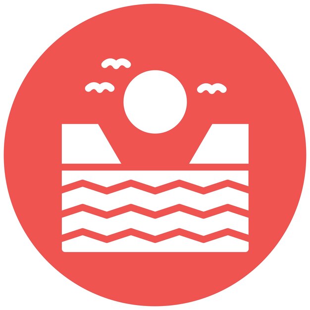 Ilustración del icono vectorial de la cala del icono de la línea costera