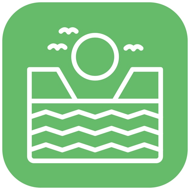 Ilustración del icono vectorial de la cala del icono de la línea costera