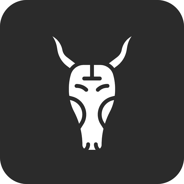 Ilustración del icono vectorial de la calavera de toro del conjunto de iconos del Oeste Salvaje