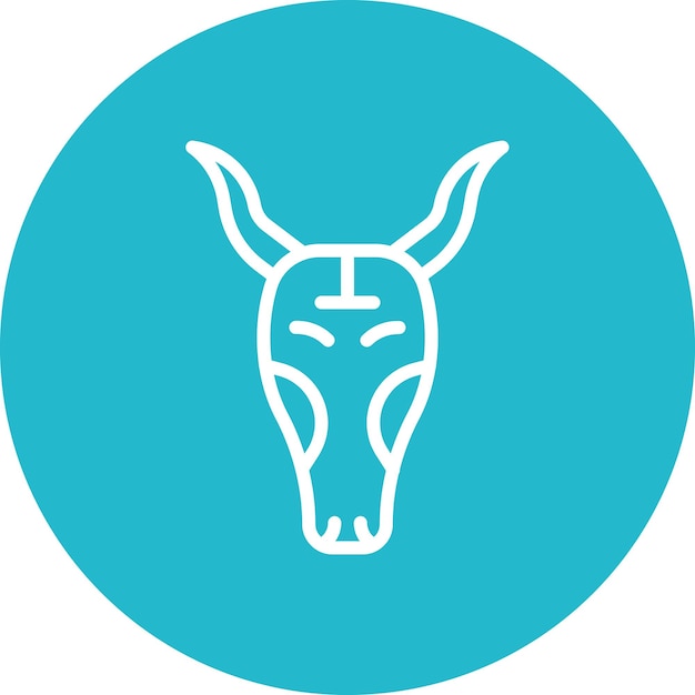 Ilustración del icono vectorial de la calavera de toro del conjunto de iconos del Oeste Salvaje