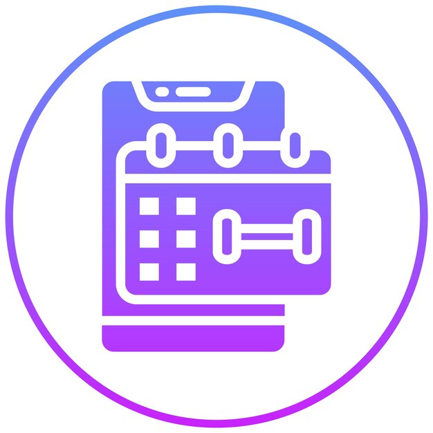 Ilustración del icono vectorial del calendario del conjunto de iconos de la aplicación de entrenamiento