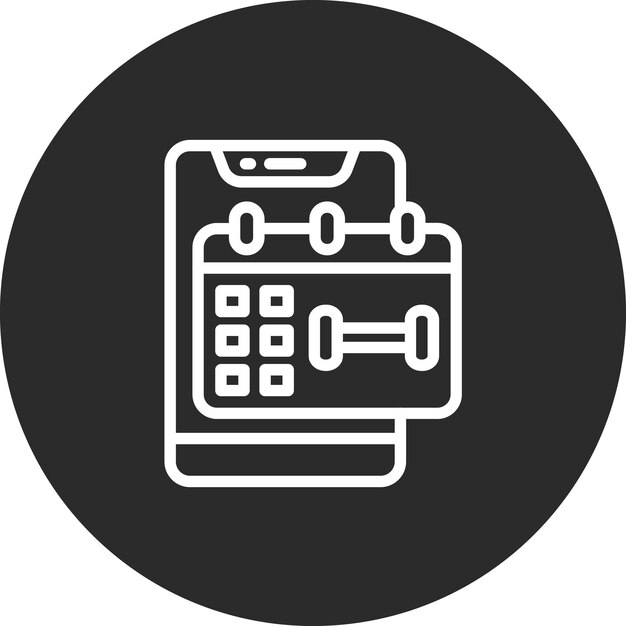 Ilustración del icono vectorial del calendario del conjunto de iconos de la aplicación de entrenamiento