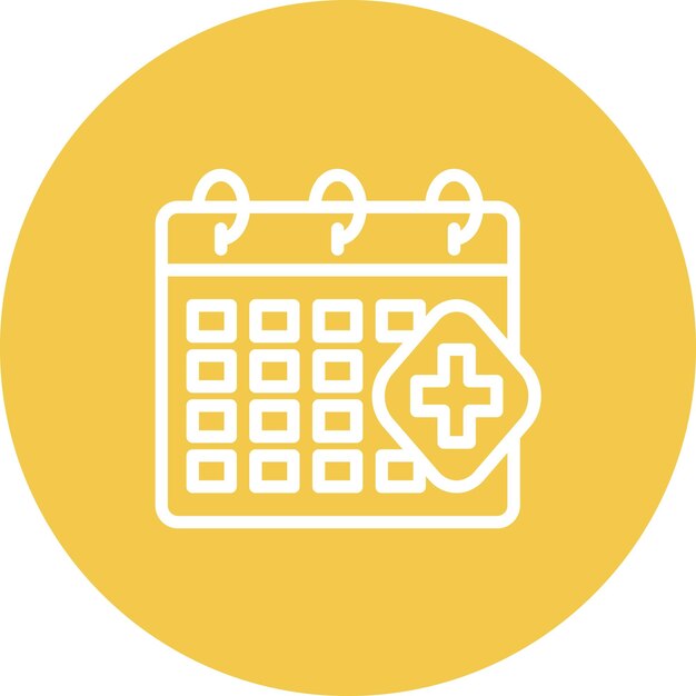 Ilustración del icono vectorial del calendario del conjunto de iconos de medicina