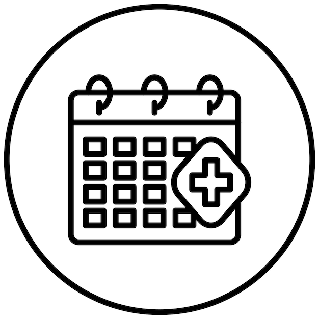 Vector ilustración del icono vectorial del calendario del conjunto de iconos de medicina