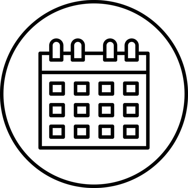 Ilustración del icono vectorial del calendario del conjunto de iconos de papelería de Office