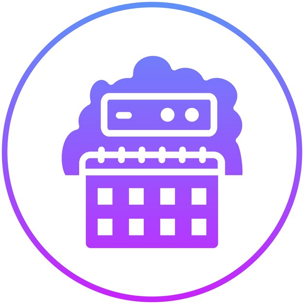 Ilustración del icono vectorial del calendario en la nube del conjunto de iconos de Cloud Computing