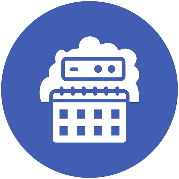 Ilustración del icono vectorial del calendario en la nube del conjunto de iconos de Cloud Computing