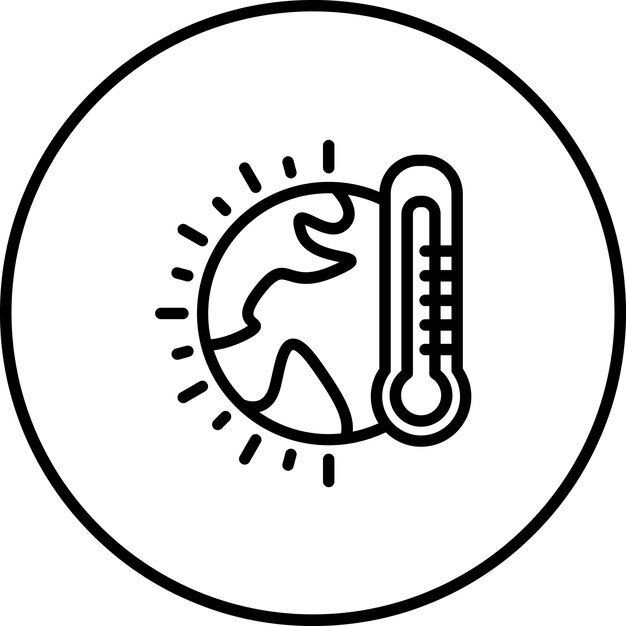 Ilustración del icono vectorial del calentamiento global del conjunto de iconos de ecología