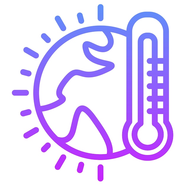 Ilustración del icono vectorial del calentamiento global del conjunto de iconos de ecología