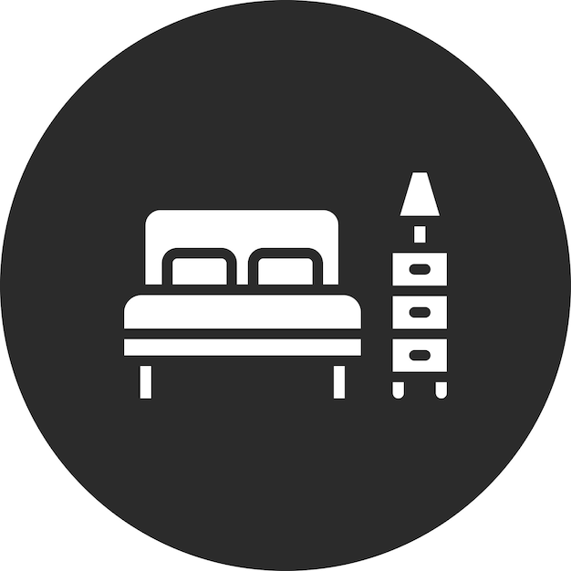 Ilustración del icono vectorial de la cama del conjunto de iconos interiores