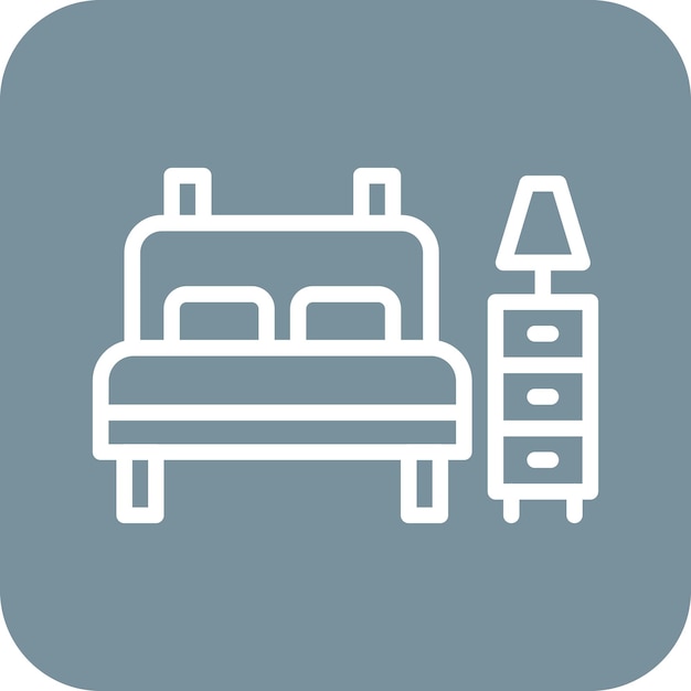 Ilustración del icono vectorial de la cama del conjunto de iconos interiores