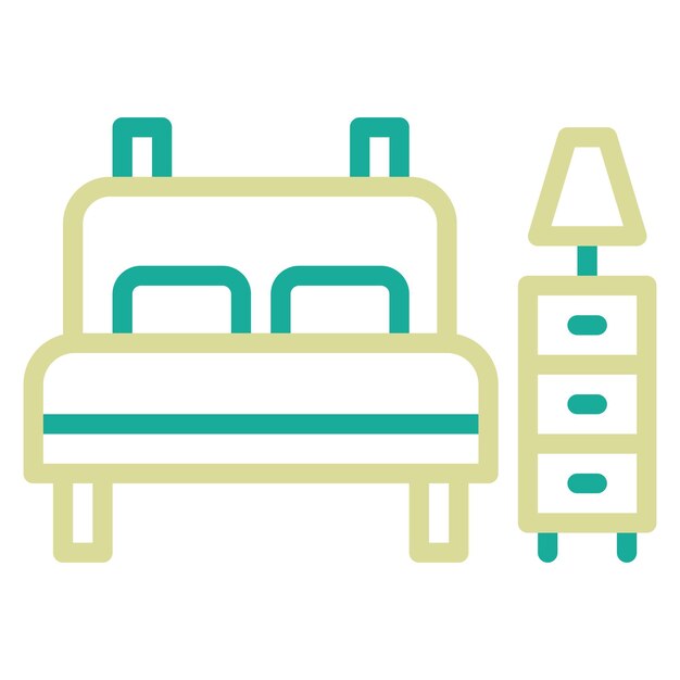 Ilustración del icono vectorial de la cama del conjunto de iconos interiores