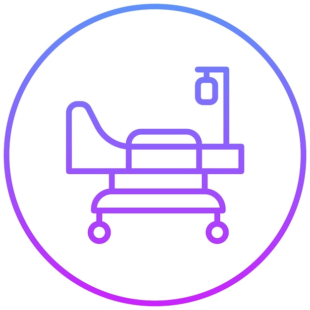 Ilustración del icono vectorial de la cama del hospital del conjunto de iconos de medicina