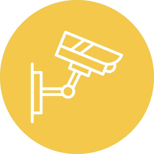 Ilustración del icono vectorial de la cámara de CCTV del conjunto de iconos de protección y seguridad