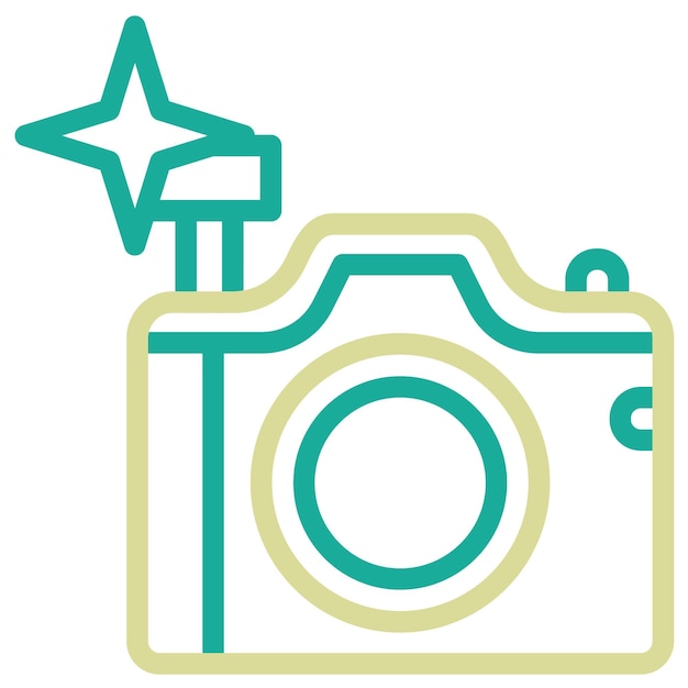 Ilustración del icono vectorial de la cámara Flash del conjunto de iconos de fotografía