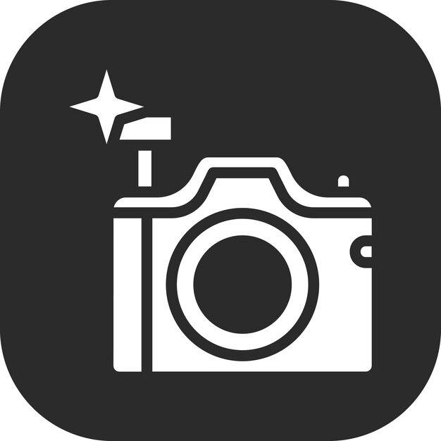 Ilustración del icono vectorial de la cámara Flash del conjunto de iconos de fotografía
