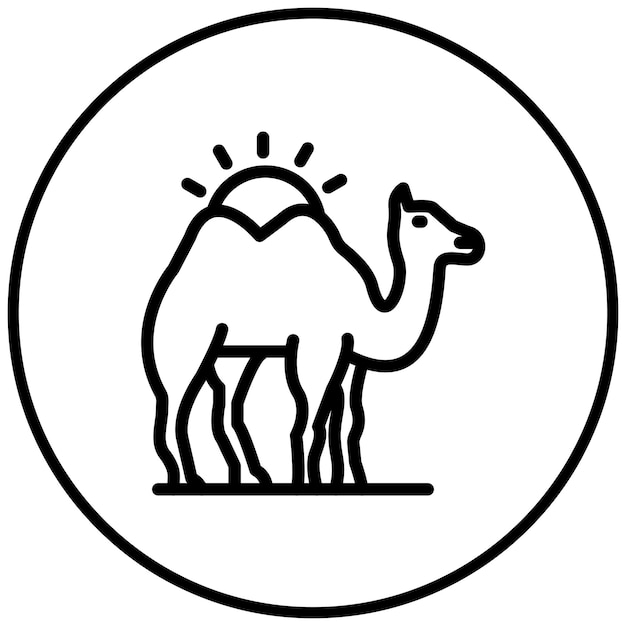 Ilustración del icono vectorial de los camellos del icono de la peregrinación del Hajj