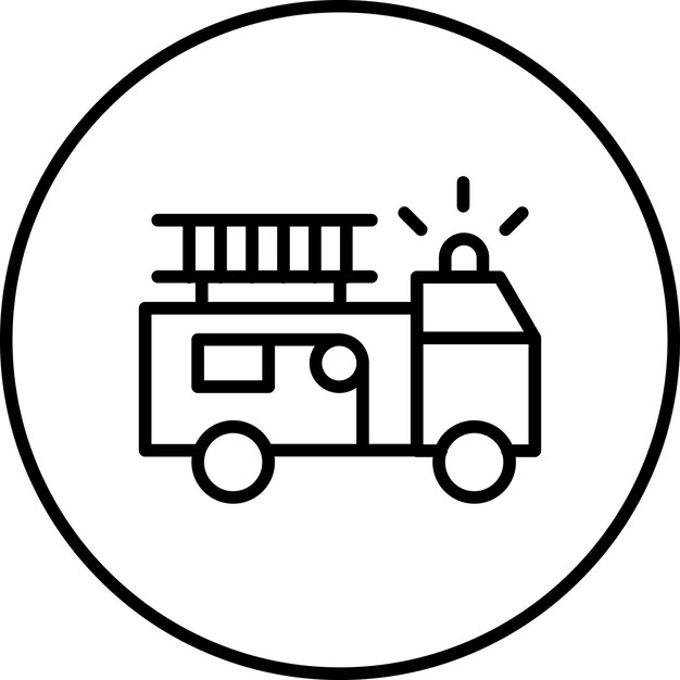 Ilustración del icono vectorial del camión de bomberos del conjunto de iconos de bomberos
