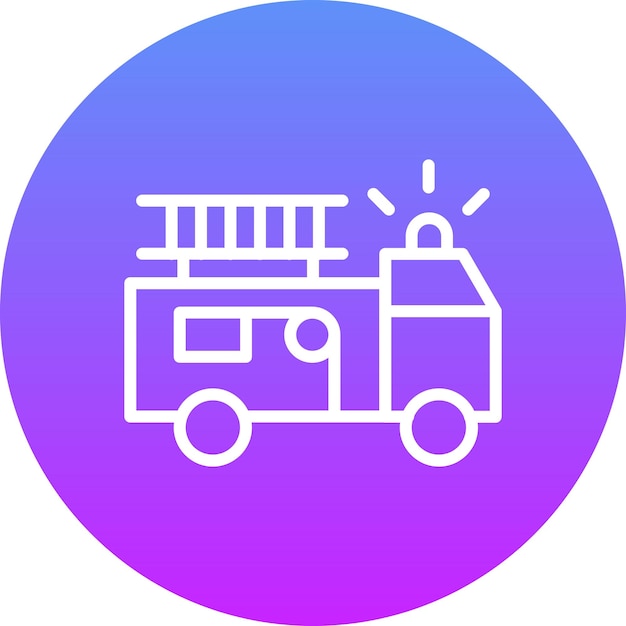 Ilustración del icono vectorial del camión de bomberos del conjunto de iconos de bomberos