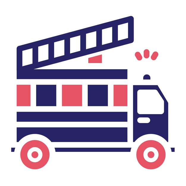 Ilustración del icono vectorial del camión de bomberos del conjunto de iconos de transporte