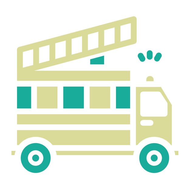 Ilustración del icono vectorial del camión de bomberos del conjunto de iconos de transporte