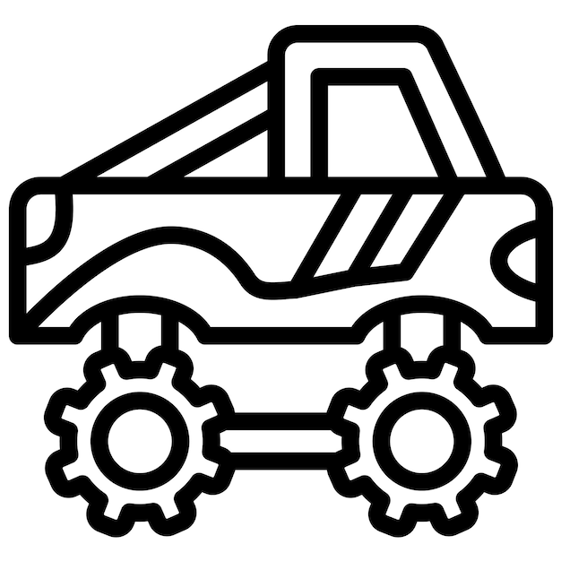 Ilustración del icono vectorial del camión de carreras del conjunto de iconos de carreras automáticas