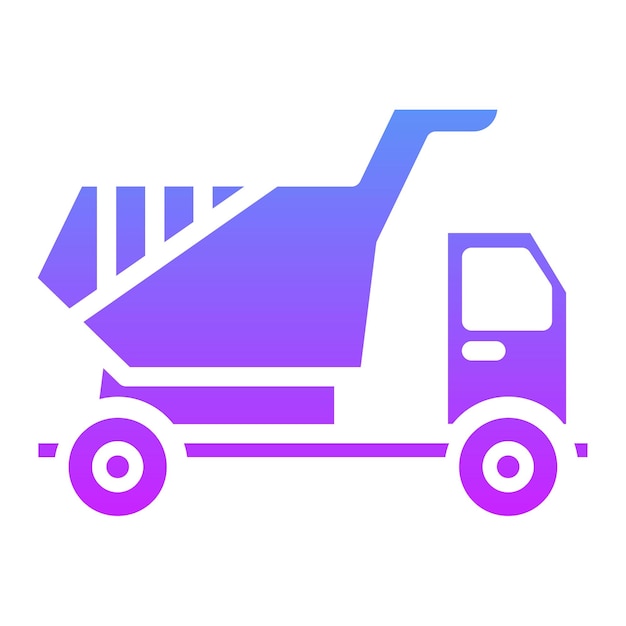 Ilustración del icono vectorial del camión de descarga del conjunto de iconos de transporte