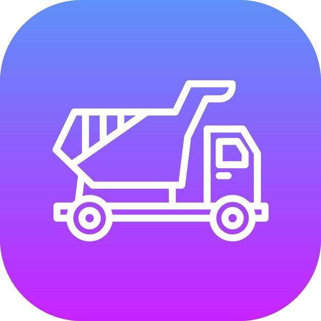 Ilustración del icono vectorial del camión de descarga del conjunto de iconos de transporte