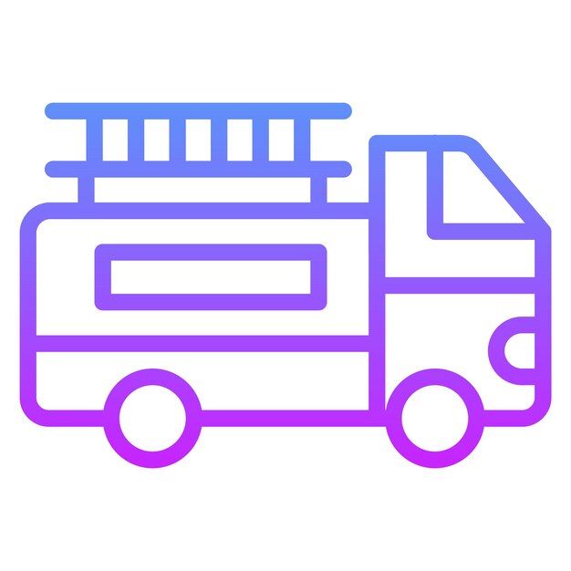 Ilustración del icono vectorial del camión de escalera del conjunto de iconos de aviación
