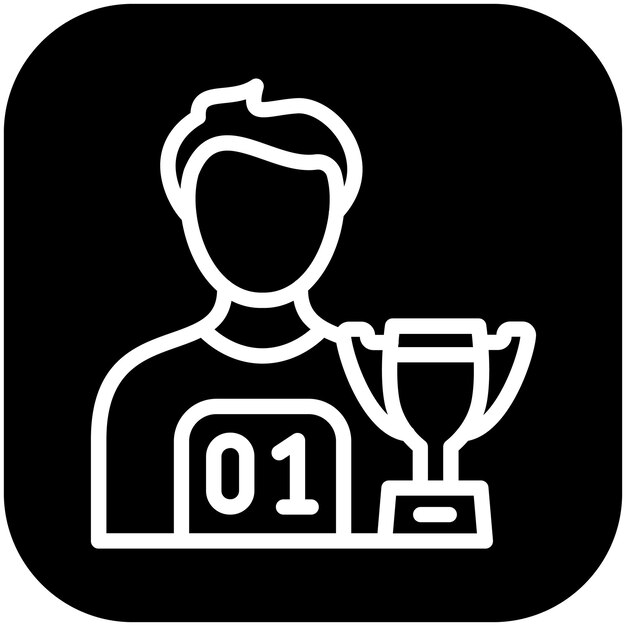Ilustración del icono vectorial del campeón masculino del conjunto de iconos de logros