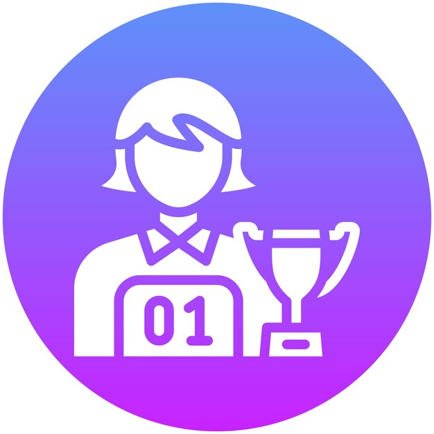 Ilustración del icono vectorial de la campeona femenina del conjunto de iconos de logros