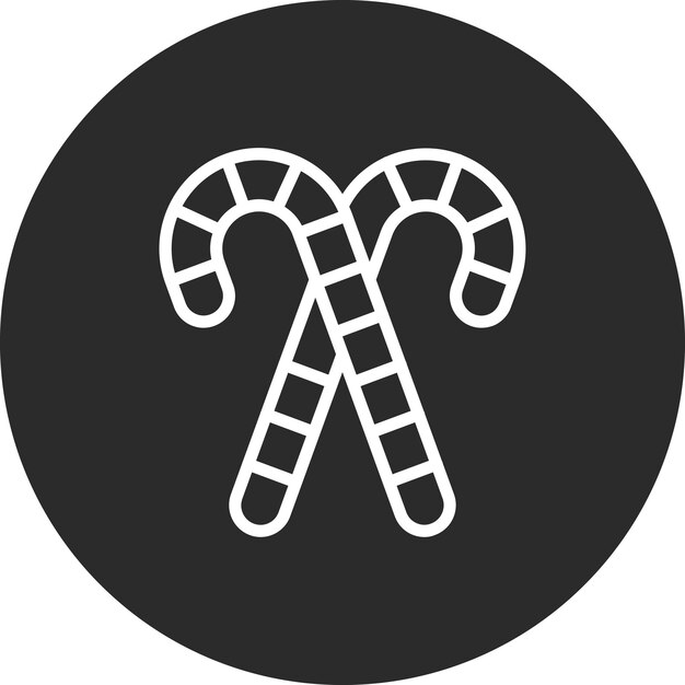 Ilustración del icono vectorial de Candy Cane del conjunto de iconos de cumpleaños