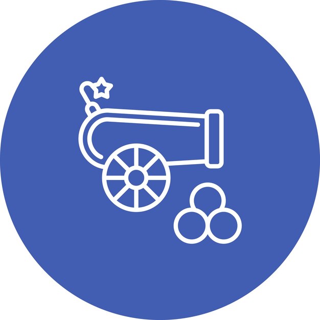 Ilustración del icono vectorial del cañón de un conjunto de iconos medievales