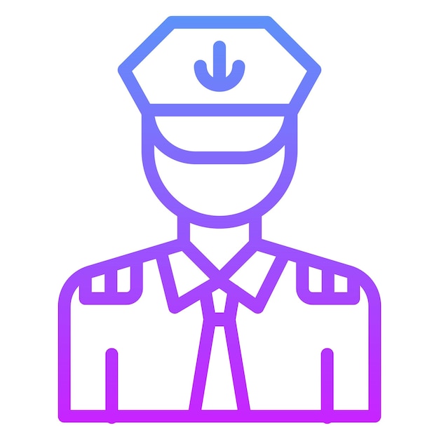 Ilustración del icono vectorial del capitán del conjunto de iconos de aviación