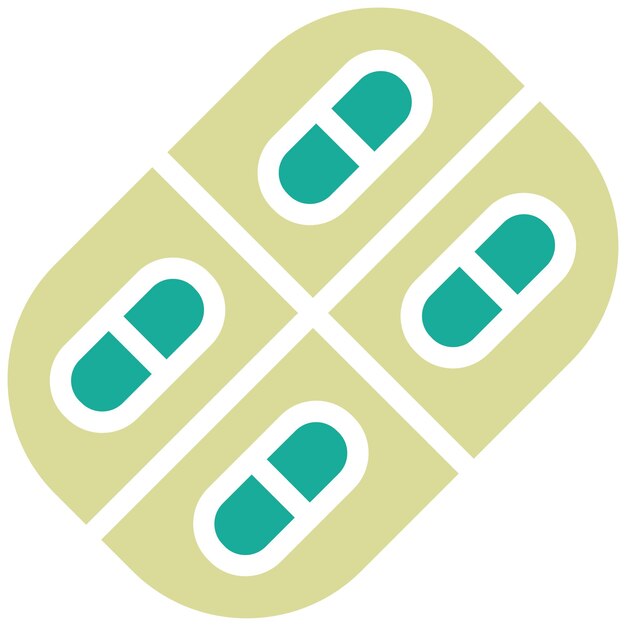 Ilustración del icono vectorial de las cápsulas del conjunto de iconos de medicina