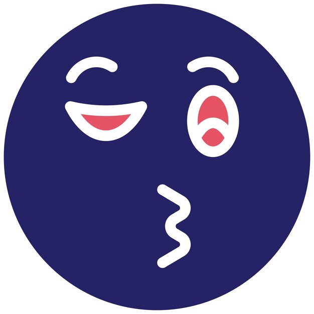 Ilustración del icono vectorial de la cara de beso del conjunto de iconos de emoji