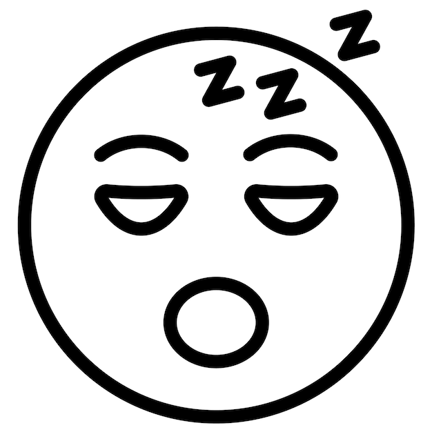 Ilustración del icono vectorial de la cara durmiente del conjunto de iconos de emoji