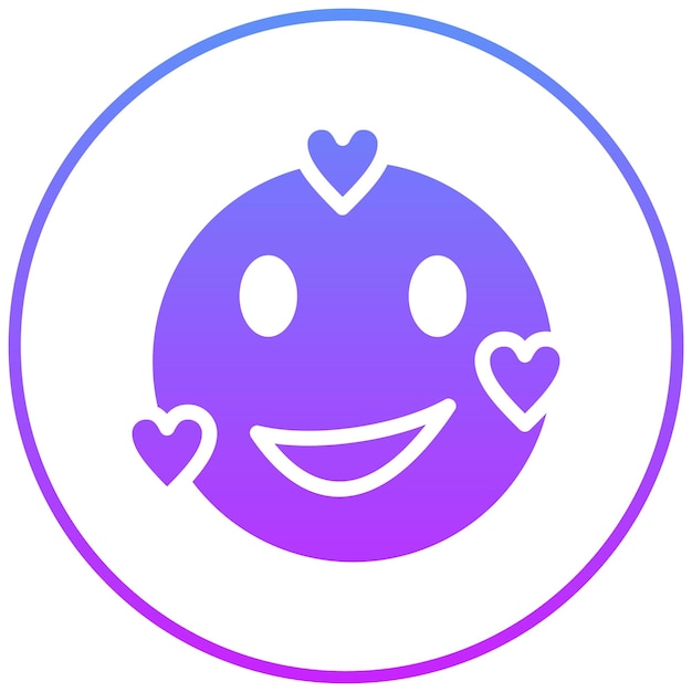 Ilustración del icono vectorial de la cara sonriente con corazones del conjunto de iconos Emoji