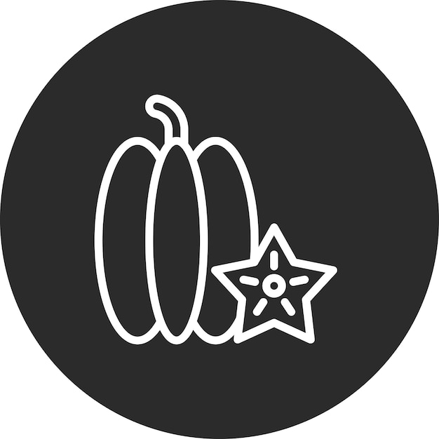 Vector ilustración del icono vectorial de carambola del conjunto de iconos de frutas y verduras