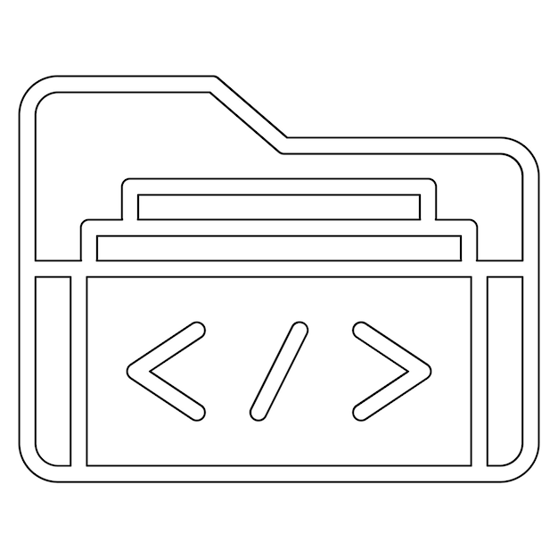 Vector ilustración del icono vectorial de la carpeta de codificación del conjunto de iconos de codificación y desarrollo